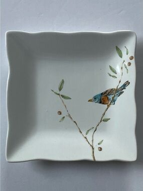 Bird Trinket Dish 222 Fifth EARLY BIRD Appetizer Plate Songbird 5.25" EUC